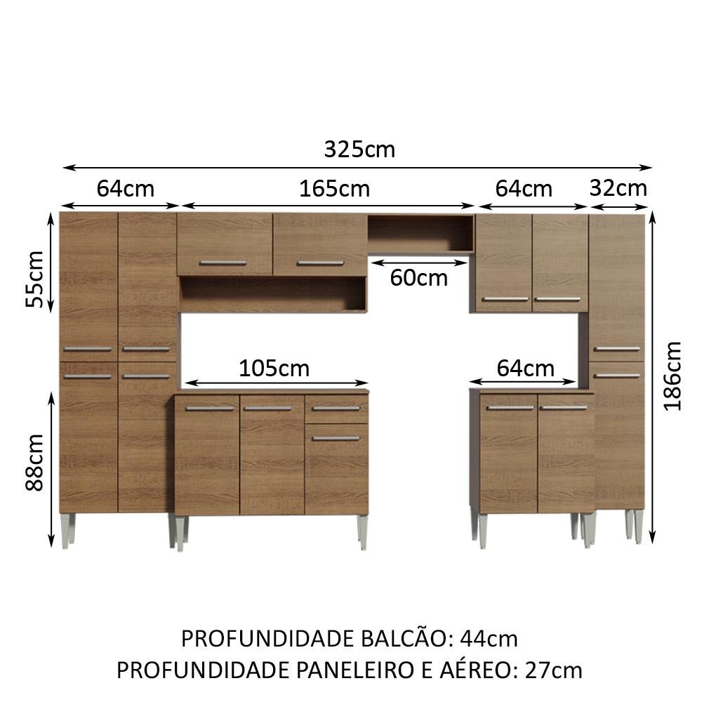 Armário de Cozinha Completa 325cm Rustic Emilly Joy Madesa 01 - 3