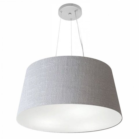 Lustre Pendente Cone Md-4063 Cupula Tecido 30/60x50cm Rustico Cinza