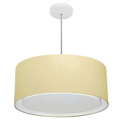 Lustre Pendente Cilindrico Duplo Md-4294 Cupula Tecido 50x25cm Algodao Cru
