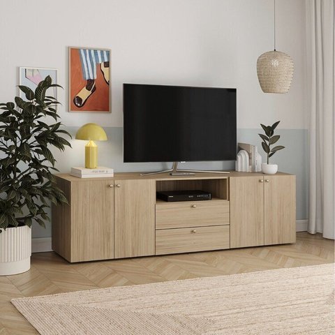 Rack para TV até 75 Polegas Modular 3 Módulos 4 Portas 2 Gavetas Frame CabeCasa MadeiraOriginals