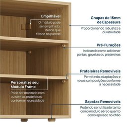 Rack 3 Módulos 4 Portas 2 Gavetas Frame Cabecasa MadeiraMadeira   - 5