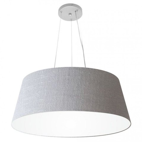 Lustre Pendente Cone Md-4002 Cupula Tecido 21/60x50cm Rustico Cinza