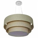 Ver imagem 2 de Lustre Pendente Triplo Cilin Md-4133 Cupulas Tecido 30/80x70x60cm Rustico Bege