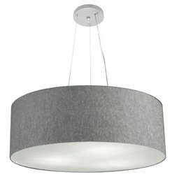 Lustre Pendente Cilindrico Md-4010 Cupula Tecido 60x21cm Rustico Cinza - 1
