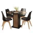 Ver imagem 2 de Conjunto Sala de Jantar Brusque Mesa Tampo de Vidro 4 Cadeiras Preto/rustic/preto Madesa