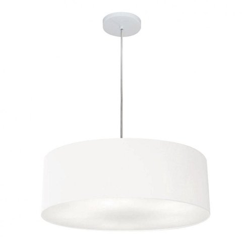Lustre Pendente Cilindrico Md-4254 Cupula Tecido 45x15cm Branco