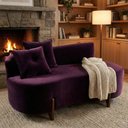 Ver imagem 1 de Sofá Orgânico 2 Lugares C/2 Almofadas Curvo Sala Recepção Luna Veludo Roxo - Montanaris Decor