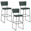 Ver imagem 1 de Kit 03 Banquetas Alta para Cozinha Sala Base em Aço Fixa Allana L02 Linho Verde Musgo - Lyam Decor