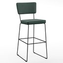 Ver imagem 3 de Kit 03 Banquetas Alta para Cozinha Sala Base em Aço Fixa Allana L02 Linho Verde Musgo - Lyam Decor