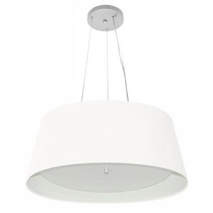 Lustre Pendente Cone Md-4015 Cupula Duplo Tecido 25/60x50cm Branco / Branco