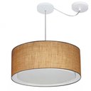 Ver imagem 1 de Lustre Pendente Cilindrico Com Desvio Md-4314 Cupula Tecido 50x25cm Palha
