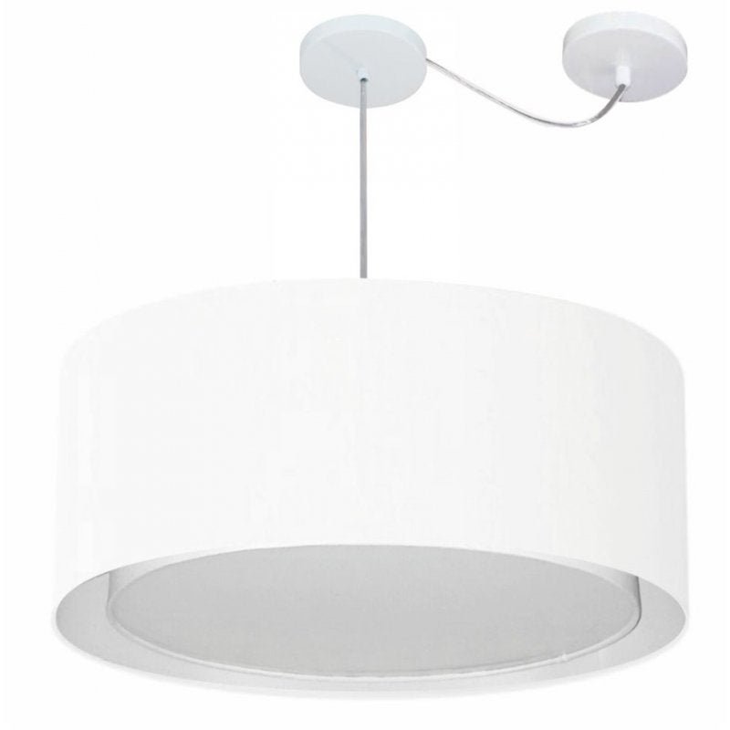 Lustre Pendente Cilindrico Com Desvio Md-4318 Cupula Tecido 60x30cm Branco Menor preço em Lustre Pendente Cilindrico Com Desvio Md-4318 Cupula Tecido 60x30cm Branco