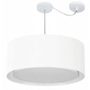 Ver imagem 1 de Lustre Pendente Cilindrico Com Desvio Md-4318 Cupula Tecido 60x30cm Branco