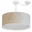 Ver imagem 1 de Lustre Pendente Cilindrico Com Desvio Md-4318 Cupula Tecido 60x30cm Rustico Bege