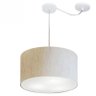Lustre Cilindrico com Desvio de Centro MD-4166 Cupula Tecido 40X25 Linho Bege - 1