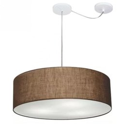 Lustre Cilindrico com Desvio de Centro Md-4259 Cupula Tecido 50x15cm Café - Bivolt - 1
