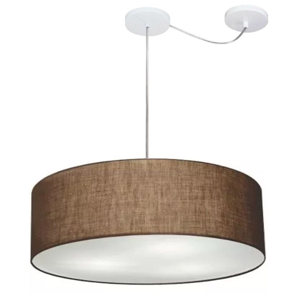 Lustre Cilindrico com Desvio de Centro Md-4259 Cupula Tecido 50x15cm Café - Bivolt - 3