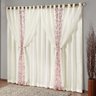 Cortina Topázio Varão Cetim Amassado e Voal Decorado 3,00m x 2,50m - Palha e Rosê - 1
