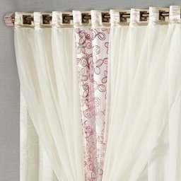 Cortina Topázio Varão Cetim Amassado e Voal Decorado 3,00m x 2,50m - Palha e Rosê - 2