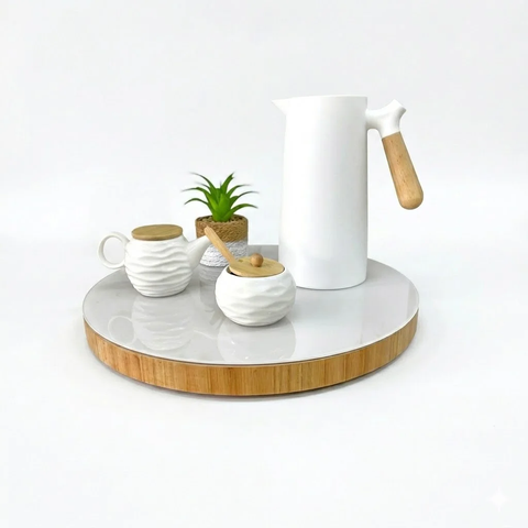 Prato Giratório Borda Laminada c/Vidro - 50cm - Borda Laminado com Vidro