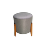 Puff Sublime Estofado Redondo Decorativo Pés Madeira Maciça Cinza - 2