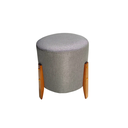 Ver imagem 2 de Puff Sublime Estofado Redondo Decorativo Pés Madeira Maciça Cinza