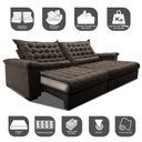 Ver imagem 3 de Sofá Retrátil e Reclinável 2,55m Molas Ensacadas Cama inBox Big Space com Bordado 3D Velusoft