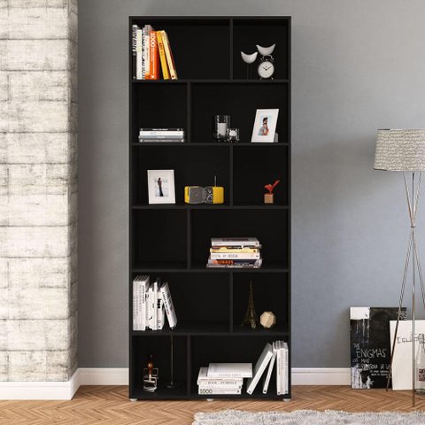 Estante Livreiro Xangai com 12 Nichos - Preto