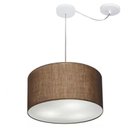 Ver imagem 1 de Lustre Cilindrico com Desvio de Centro MD-4163 Cupula Tecido 40X25 Cafe