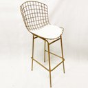 Ver imagem 3 de Kit 4 Banquetas BERTÓIA dourado fosco assento branco tubular altura 70cm - Poltronas do Sul