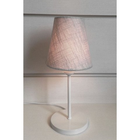 Abajur de Mesa Md-2005 Base Aluminio Branco Cúpula em Tecido Cone Cinza