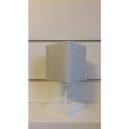 Abajur Quadrado de Mesa Md-2008 Base Branca Cúpula Tecido 15/13x13cm Cinza - 2 Abajur Quadrado de Mesa Md-2008 Base Branca Cúpula Tecido 15/13x13cm Cinza - 2