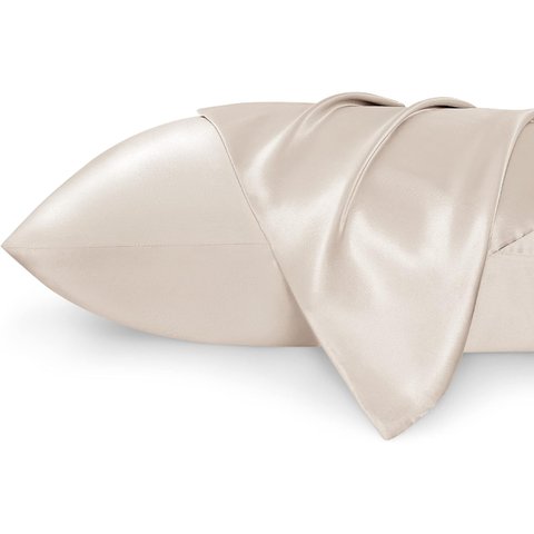 Bedsure Fronha de Cetim Padrão Conjunto de 2 - Bege