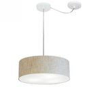 Ver imagem 1 de Lustre Cilindrico com Desvio de Centro MD-4255 Cupula Tecido 40X15 Rustico Bege