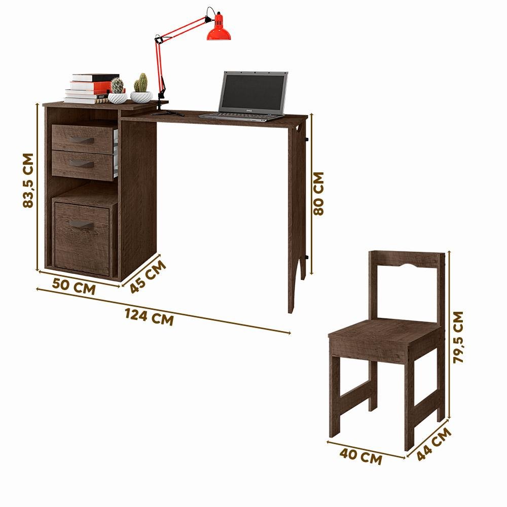 Escrivaninha Com Cadeira Embutida Chocolate Office Framar - 4