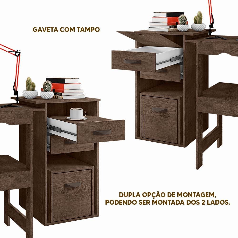 Escrivaninha Com Cadeira Embutida Chocolate Office Framar - 3