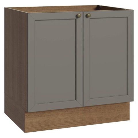 Balcão de Cozinha 80 cm 2 Portas (sem Tampo) Rustic/Cinza Vik Madesa