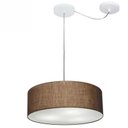 Ver imagem 1 de Lustre Cilindrico com Desvio de Centro MD-4255 Cupula Tecido 40X15 Cafe