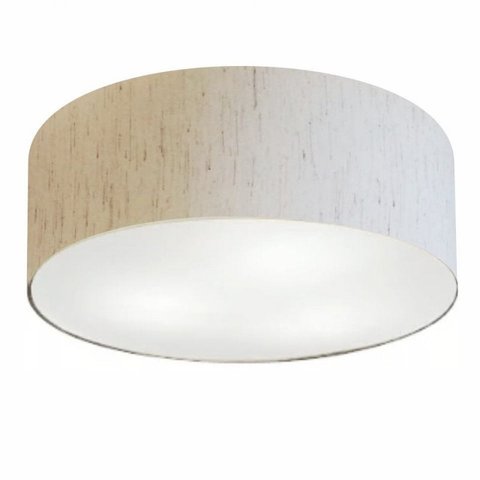 Plafon Cilindrico Md-3049 Cupula em Tecido 70x15cm Linho Bege