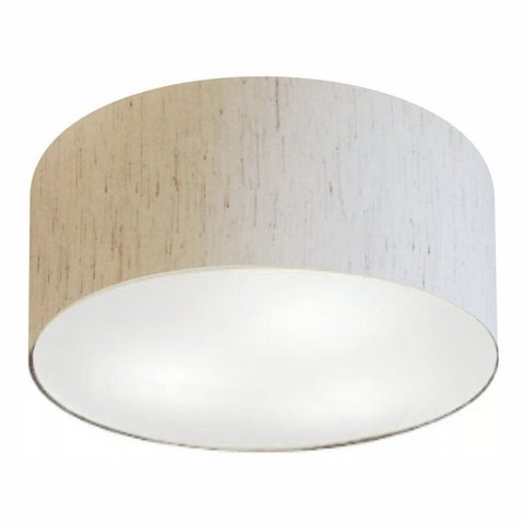 Plafon Cilindrico Md-3055 Cupula em Tecido 80x21cm Linho Bege