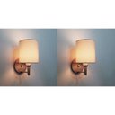 Ver imagem 1 de Kit/2 Arandela Cilindrica Md-2009 Base Cinza Cupula em Tecido 14x15cm Algodao Cru