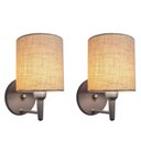 Ver imagem 1 de Kit/2 Arandela Cilindrica Md-2009 Base Cinza Cupula Tecido 14x15cm Rustico Bege