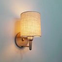 Ver imagem 3 de Kit/2 Arandela Cilindrica Md-2009 Base Cinza Cupula Tecido 14x15cm Rustico Bege