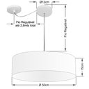 Ver imagem 2 de Lustre Cilindrico com Desvio de Centro Md-4259 Cupula Tecido 50x15cm Cor Palha - Bivolt