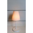 Ver imagem 2 de Abajur de Mesa Md-2005 Base Aluminio Branco Cúpula em Tecido Cone Algodao Cru