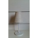 Ver imagem 2 de Abajur de Mesa Md-2005 Base Aluminio Branco Cúpula em Tecido Cone Rustico Bege