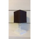 Ver imagem 2 de Abajur Quadrado de Mesa Md-2008 Base Branca Cúpula Tecido 15/13x13cm Cafe