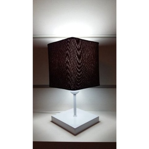 Abajur Quadrado de Mesa Md-2008 Base Branca Cúpula Tecido 15/13x13cm Cafe