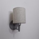 Ver imagem 2 de Arandela Cilindrica Md-2009 Base Cinza Cupula em Tecido 14x15cm Rustico Bege