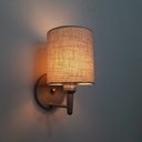 Ver imagem 1 de Arandela Cilindrica Md-2009 Base Cinza Cupula em Tecido 14x15cm Rustico Bege